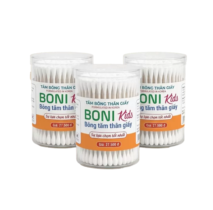 Tăm Bông Giấy Trẻ Em Aboni Kids 200 Que Lốc 12 Hủ
